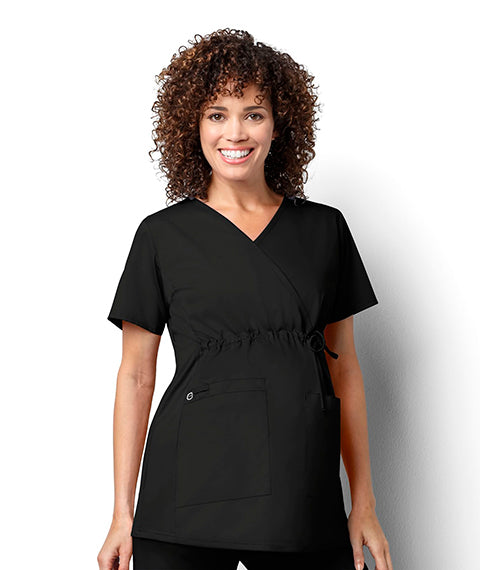 Maternity Mock Wrap Top by Wonderwink